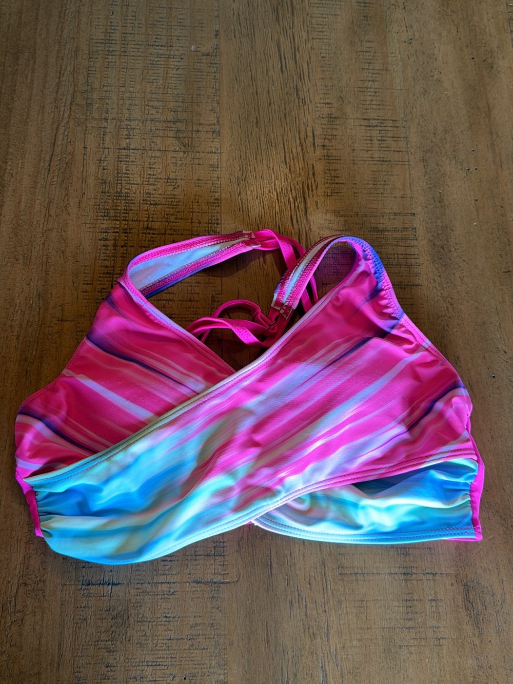 Kids Pink & Blue Striped Swim Top